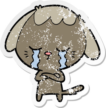 Bir insan tarafından çizilmiş ağlayan bir köpeğin sıkıntılı çıkartması.