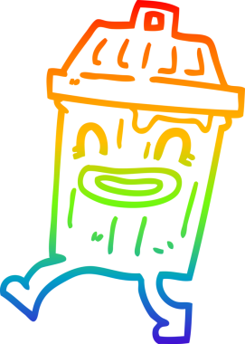 gökkuşağı gradyan çizgi çizimi bir insan tarafından çizilmiş bir çöp kutusu