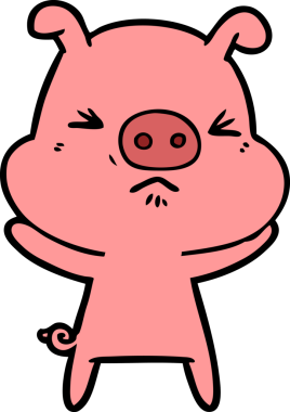 Bir insan tarafından çizilmiş kızgın domuz çizgi filmi.