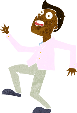 Bir insan tarafından çizilen panikleyen karikatür adamı.