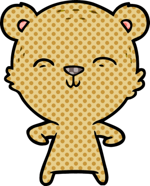 Bir insan tarafından çizilmiş mutlu çizgi film ayısı.