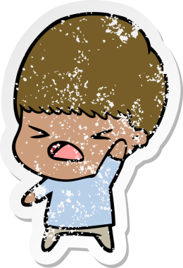 Bir insan tarafından çizilmiş stresli bir çizgi film çıkartması.