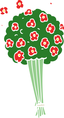 Bir insan tarafından çizilmiş düz renkli karikatür demeti