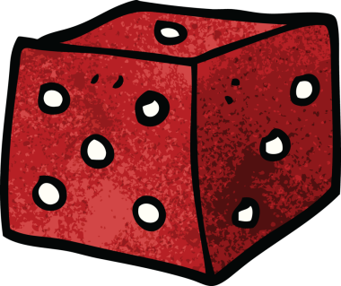 karikatür kırmızı zar bir insan tarafından çizildi