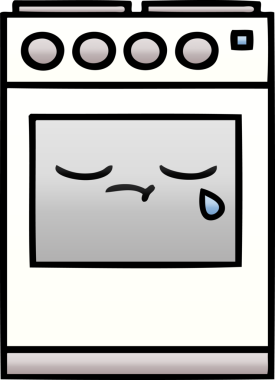 Bir insan tarafından çizilmiş mutfak fırınının gölgelenmiş karikatürü.