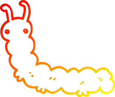 Bir insan tarafından çizilmiş bir tırtılın sıcak çizgi çizimi