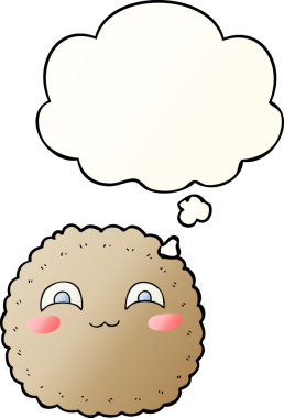 Düşünce baloncuklu çizgi film bisküvisi, bir insan tarafından çizilmiş düzgün bir gradyan stil.