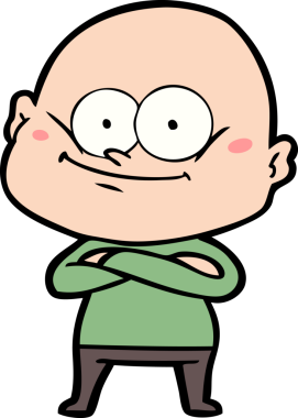 Bir insan tarafından çizilmiş kel bir adam.