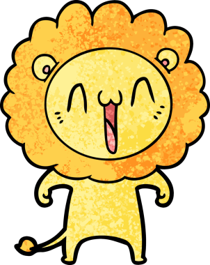 Bir insan tarafından çizilmiş mutlu çizgi film aslanı.