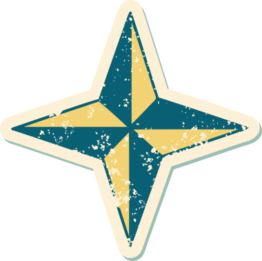 Bir insan tarafından çizilmiş bir yıldız sembolünün sembolik desenli dövmesi.