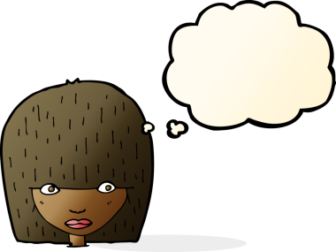 Bir insan tarafından çizilmiş düşünce baloncuğu olan bir karikatür.