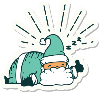 Bir insan tarafından çizilmiş dövme stili Noel Baba karakterinin çıkartması.