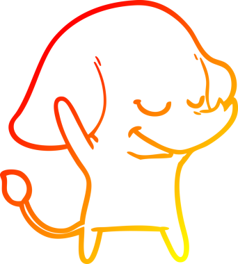 Bir insan tarafından çizilmiş gülümseyen bir filin sıcak çizgi çizimi