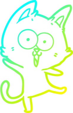 Bir insan tarafından çizilmiş komik çizgi film kedisinin soğuk gradyan çizgisi.