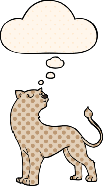 Çizgi roman tarzında bir insan tarafından çizilmiş düşünce baloncuğu olan bir dişi aslan.