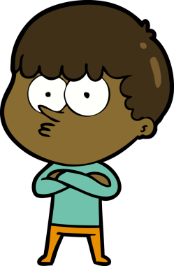 Bir insan tarafından çizilmiş meraklı bir çocuk.