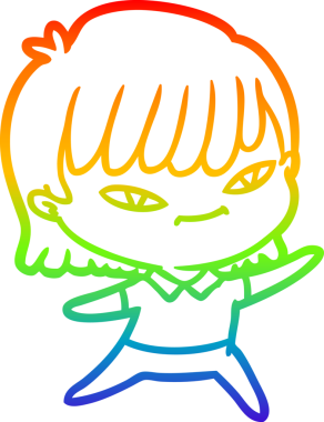 gökkuşağı gradyan çizimi bir insan tarafından çizilmiş bir karikatür kadın