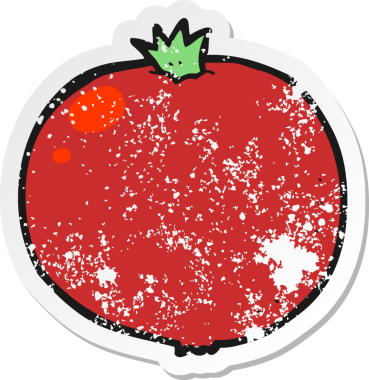 Bir insan tarafından çizilmiş bir domatesin gerilimli çıkartması.