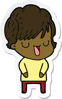 Bir insan tarafından çizilmiş bir karikatür kadının çıkartması.