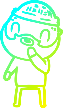 Bir insan tarafından çizilmiş sakallı bir karikatür çizimi.