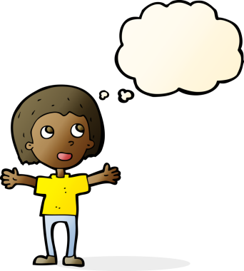 Bir insan tarafından çizilmiş düşünce baloncuğu olan mutlu bir insan çizgi filmi.