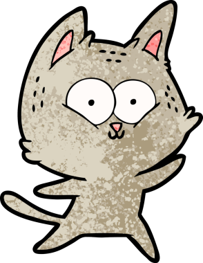 Bir insan tarafından çizilmiş çizgi film kedisi.