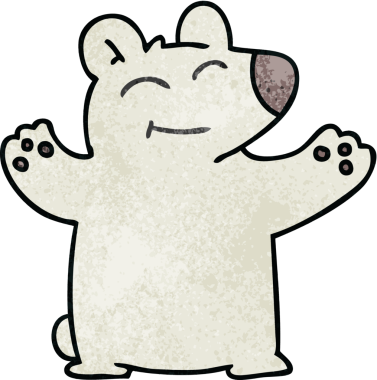 Bir insan tarafından çizilmiş garip karikatür kutup ayısı.