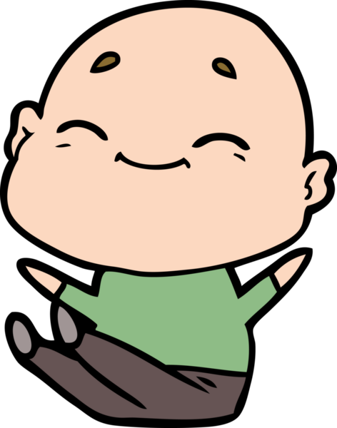 Bir insan tarafından çizilmiş mutlu, kel adam.