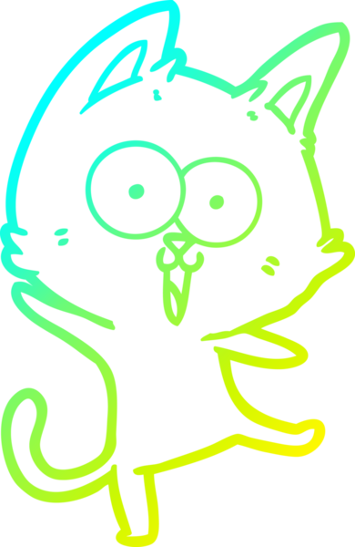 Bir insan tarafından çizilmiş komik çizgi film kedisinin soğuk gradyan çizgisi.