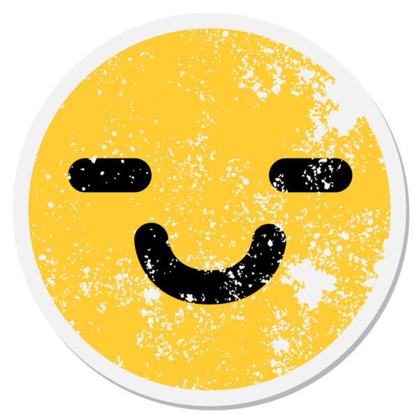 Bir insan tarafından çizilmiş basit mutlu yüz dairesel etiketi.