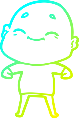 Bir insan tarafından çizilmiş, mutlu, kel bir adamın çizdiği soğuk çizgi.