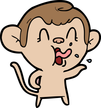 Bir insan tarafından çizilmiş çılgın çizgi film maymunu