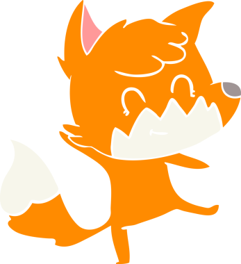 Bir insan tarafından çizilmiş düz renkli çizgi film dost tilkisi.