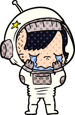 Bir insan tarafından çizilmiş ağlayan astronot kız.