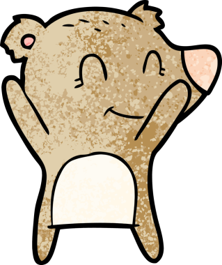 Bir insan tarafından çizilmiş gülümseyen ayı çizgi filmi.