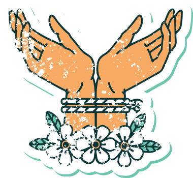 Bir insan tarafından çizilmiş, sembolik dövmeli el resmi.