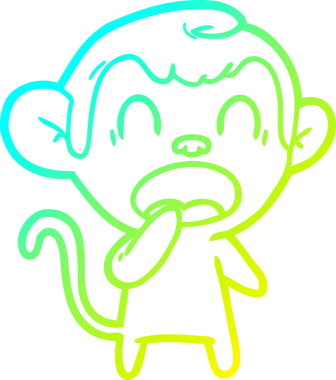 Bir insan tarafından çizilmiş esneyen çizgi film maymunu çizimi.