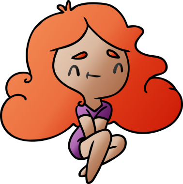 Bir insan tarafından çizilmiş sevimli bir kawai kızının gradyan çizimi.