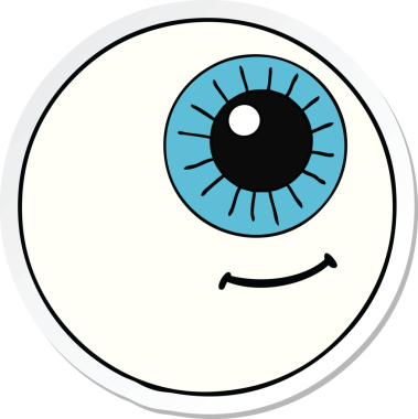 Bir insan tarafından çizilmiş karikatür göz etiketi.