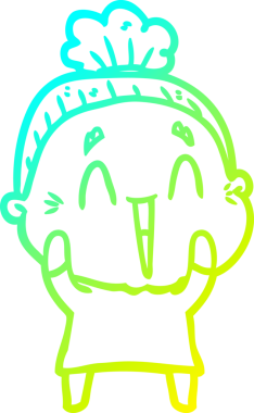 Bir insan tarafından çizilmiş, mutlu, yaşlı bir kadının çizdiği soğuk çizgi.