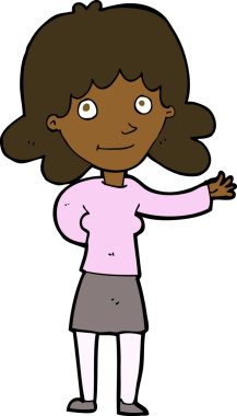 Bir insan tarafından çizilmiş karikatür dostu kadın.