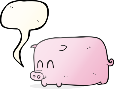 Bir insan tarafından çizilmiş serbest konuşma balonu çizgi film domuzu.