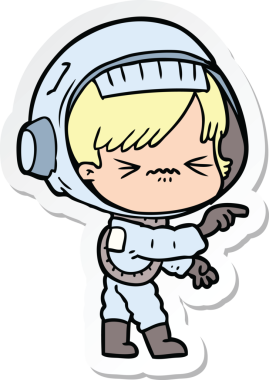 Bir insan tarafından çizilmiş astronot bir kadının çıkartması.