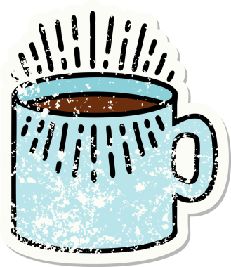 Bir insan tarafından çizilmiş geleneksel kahve tarzında depresif bir etiket dövmesi.