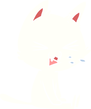 Düz renkli çizgi film bir insan tarafından çizilmiş kedi tıslaması