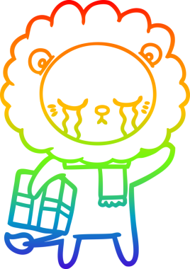 Gökkuşağı gradyan çizgisi bir insan tarafından çizilmiş ağlayan bir aslanın çizimi