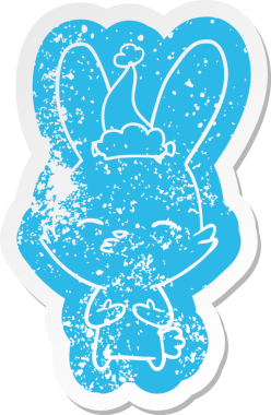 Tuhaf tavşancık çizgi filmi, insan tarafından çizilmiş Noel Baba şapkası etiketi.