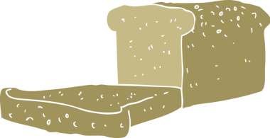 Bir insan tarafından çizilmiş bir somun ekmeğin düz renk çizimi