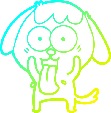 Bir insan tarafından çizilmiş şirin bir çizgi köpeğin soğuk gradyan çizgisi.