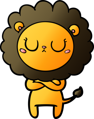 Bir insan tarafından çizilmiş çizgi film aslanı.